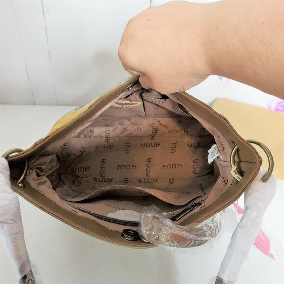 Anuschka Anna Butterfly Floral Paradise Hand Painted Leather Crossbody Bag - Picture 8 of 11